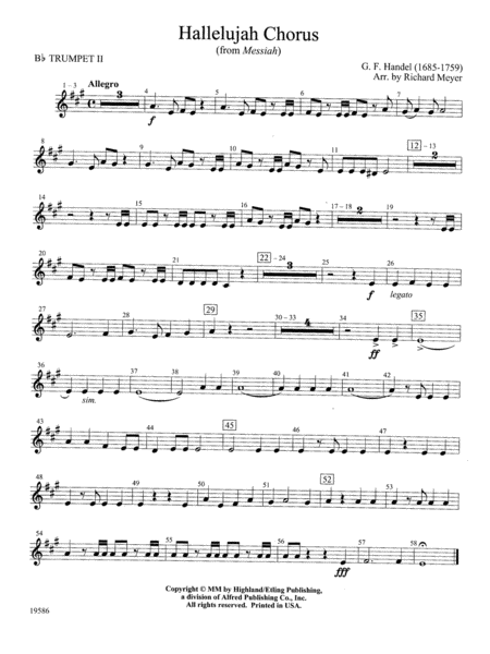 Hallelujah Chorus from Messiah: 2nd B-flat Trumpet
