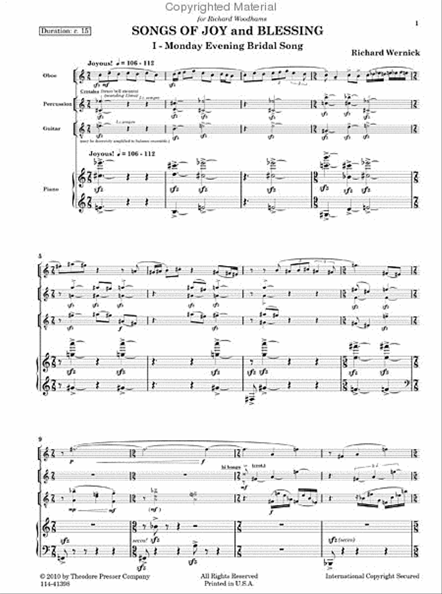 Songs of Joy and Blessing Chamber Music scores gallery preview page 2