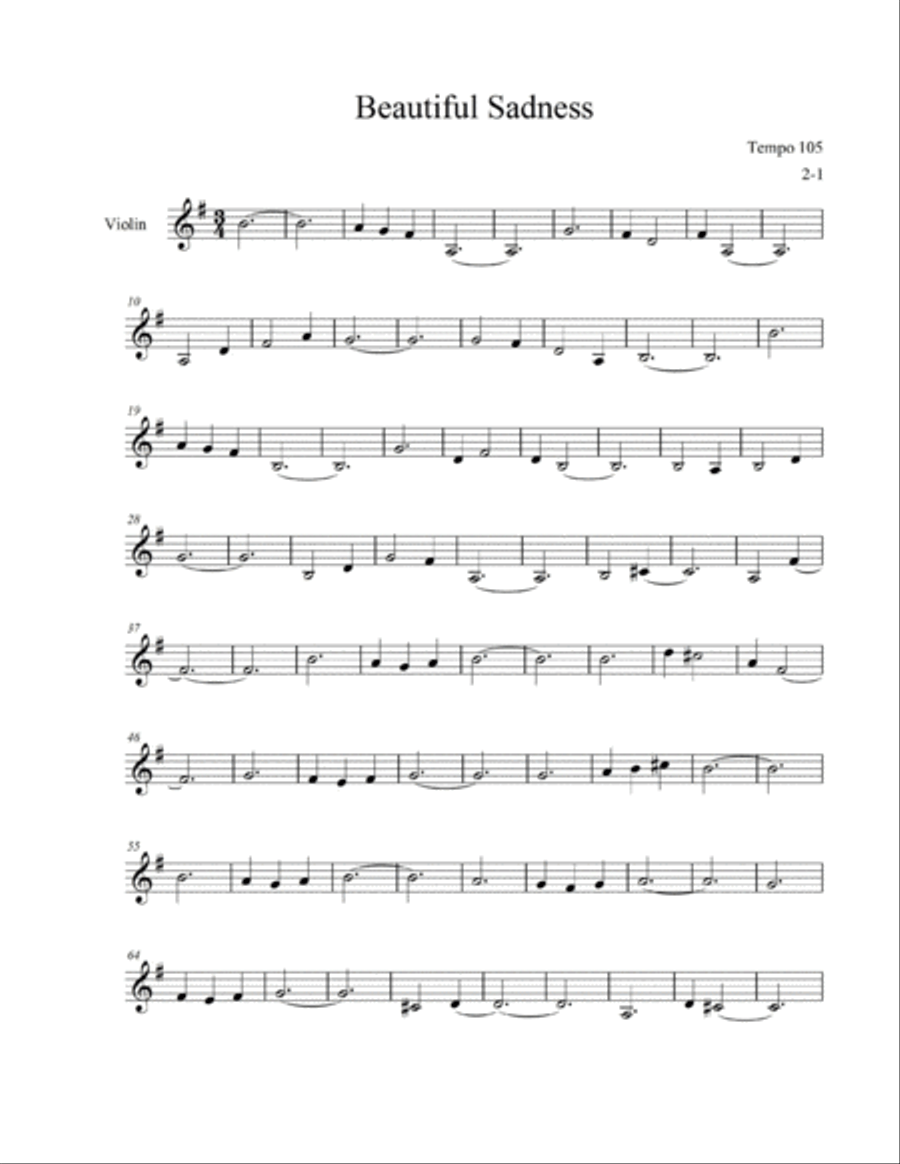Beautiful Sadness Beautiful Sadness Violin Solo scores gallery preview page 1