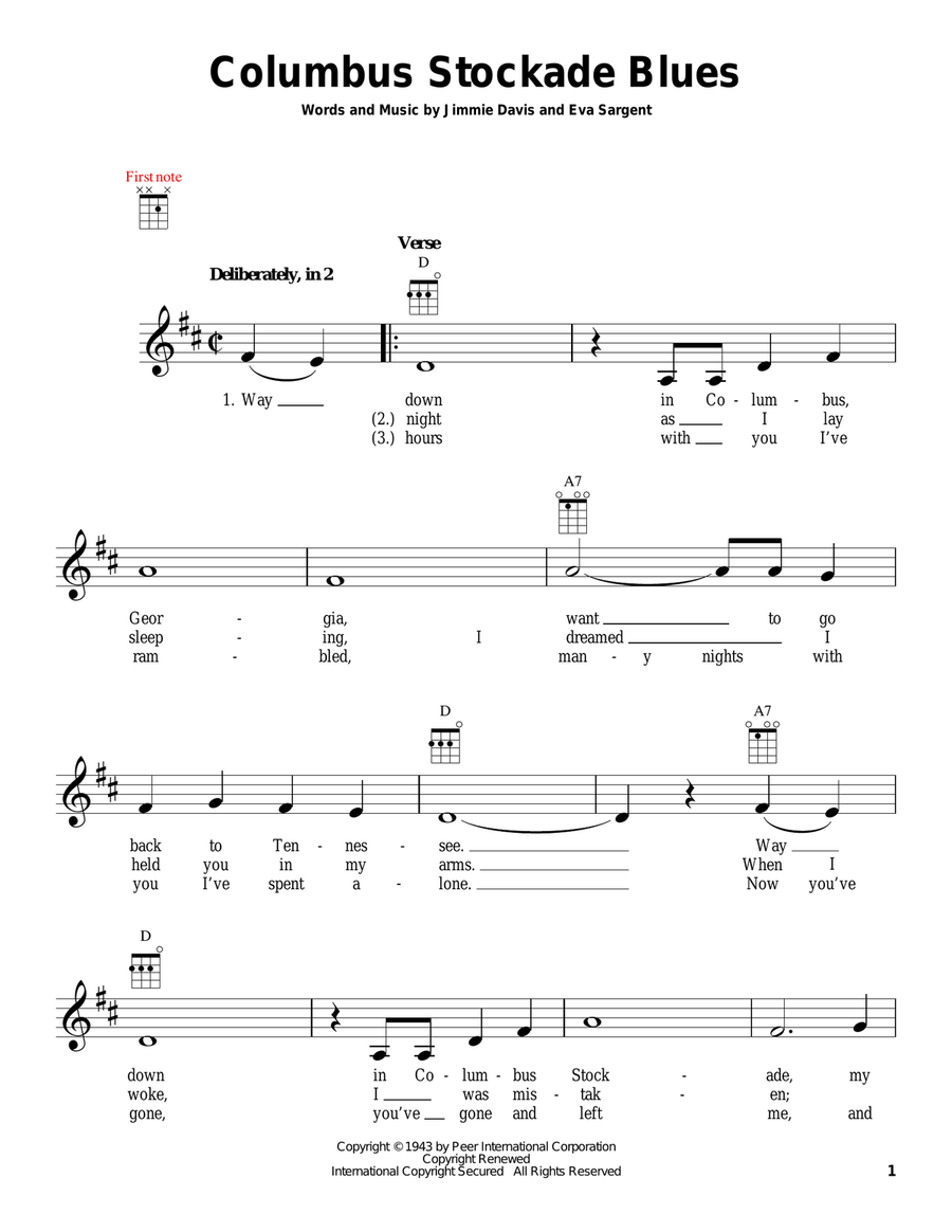 Columbus Stockade Blues Columbus Stockade Blues Ukulele scores gallery preview page 1