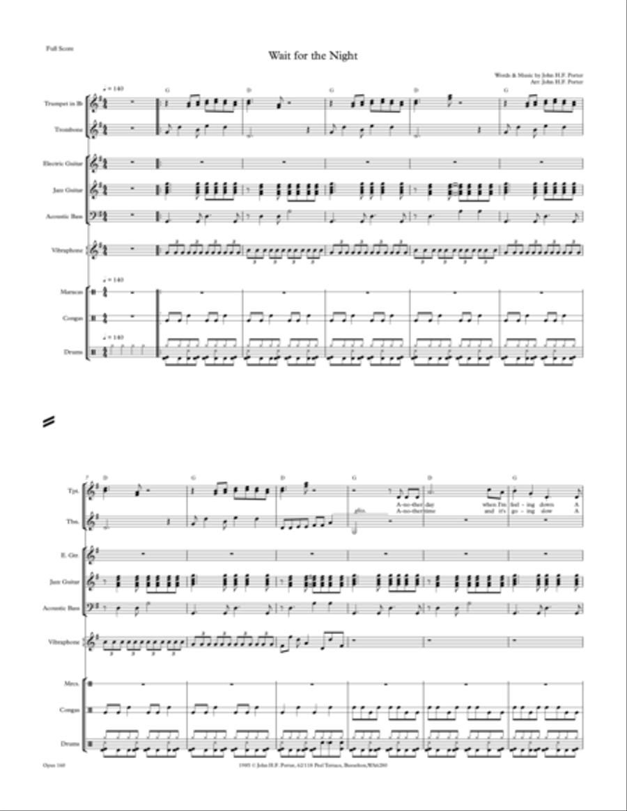 Wait for the night Percussion Ensemble scores gallery preview page 1