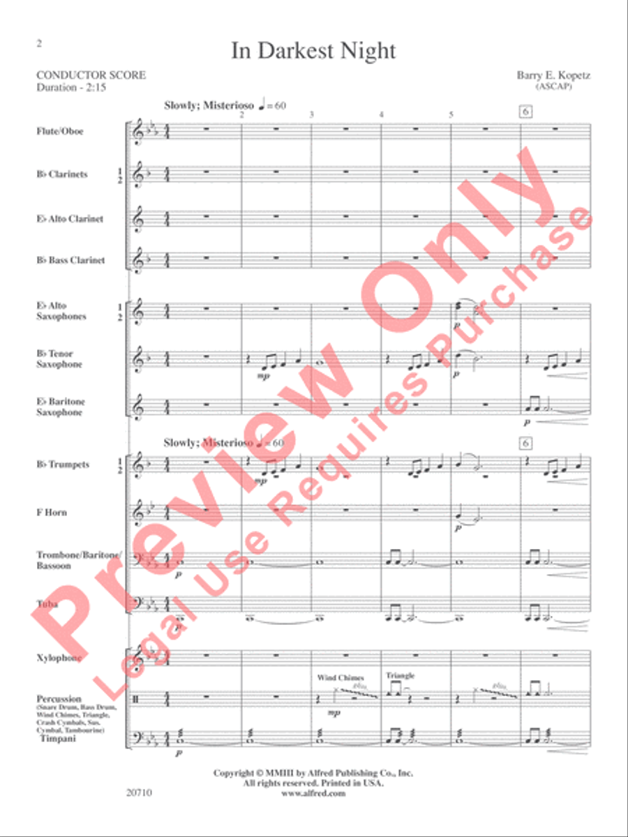 In Darkest Night Concert Band scores gallery preview page 3