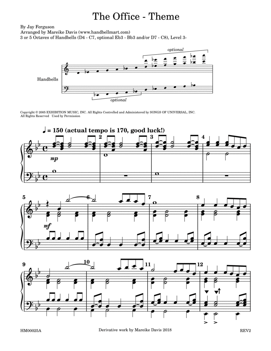 The Office - Theme Handbell Choir scores gallery preview page 1