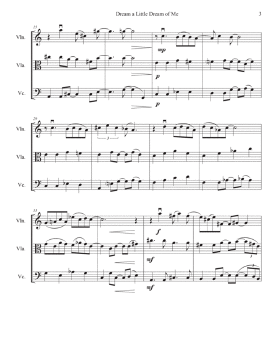 Dream A Little Dream Of Me String Trio scores gallery preview page 3