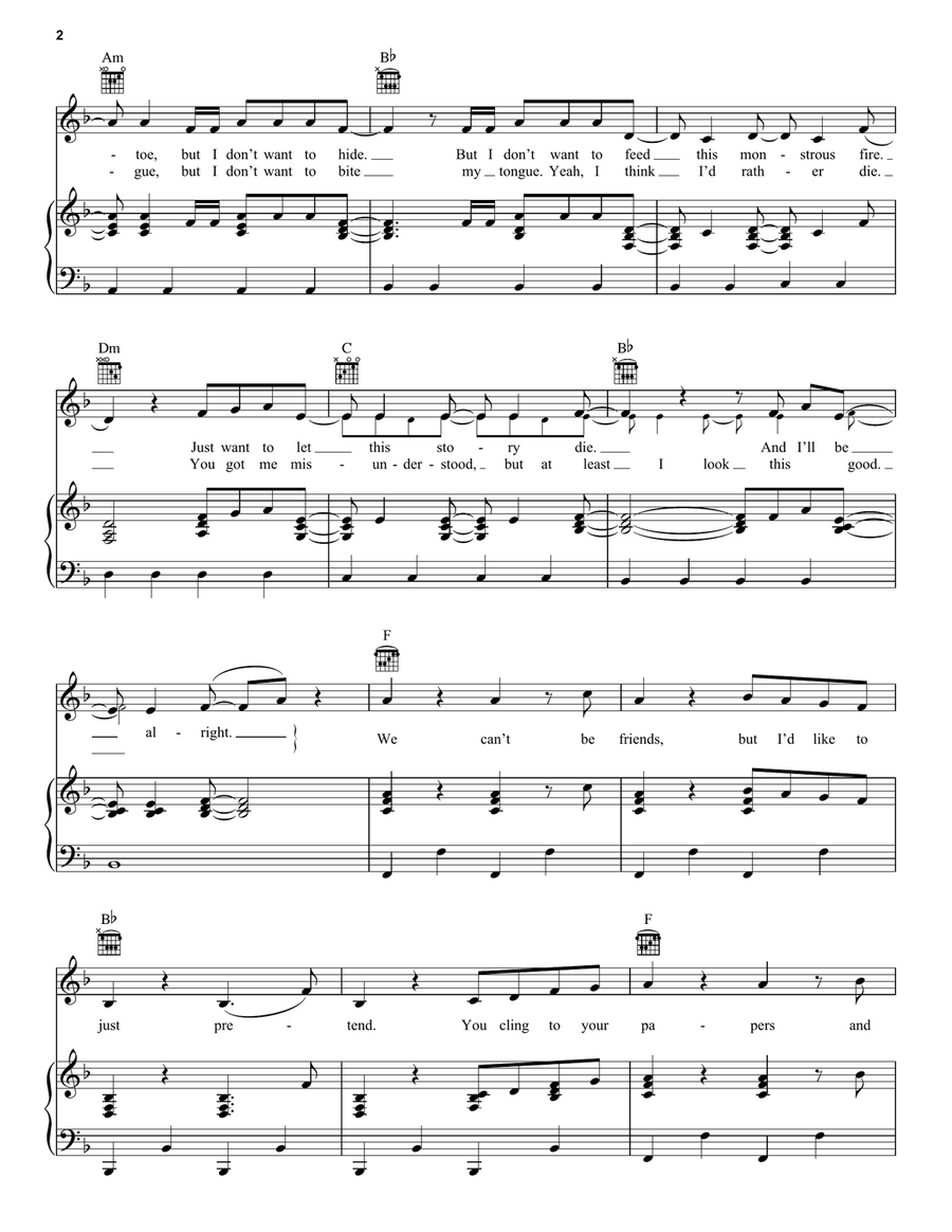 we can't be friends (wait for your love) Piano, Vocal, Guitar scores gallery preview page 2
