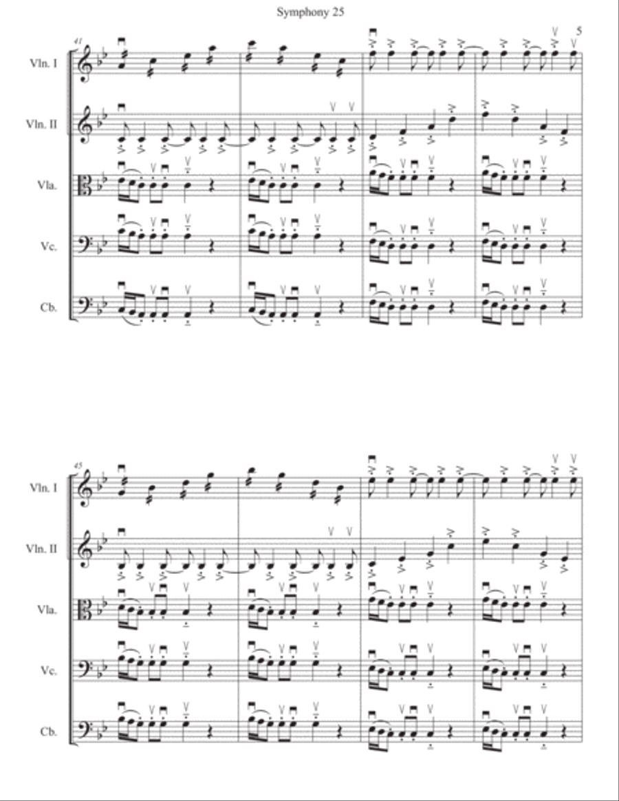 Mozart Symphony 25 1st Movement for String Orchestra String Quartet scores gallery preview page 6