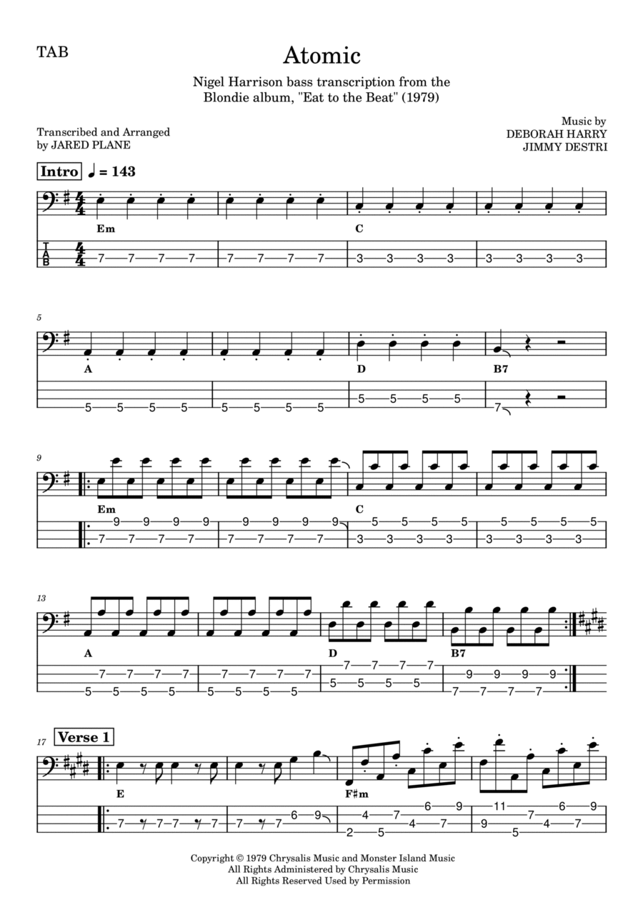 Atomic Guitar Tablature scores gallery preview page 1