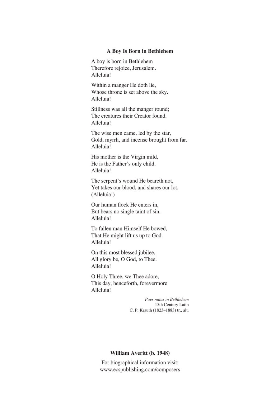 A Boy Is Born in Bethlehem 4-Part scores gallery preview page 1