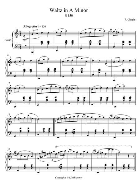 Chopin Waltz BI. 150 in A minor (Am) Op. Posth. image number null