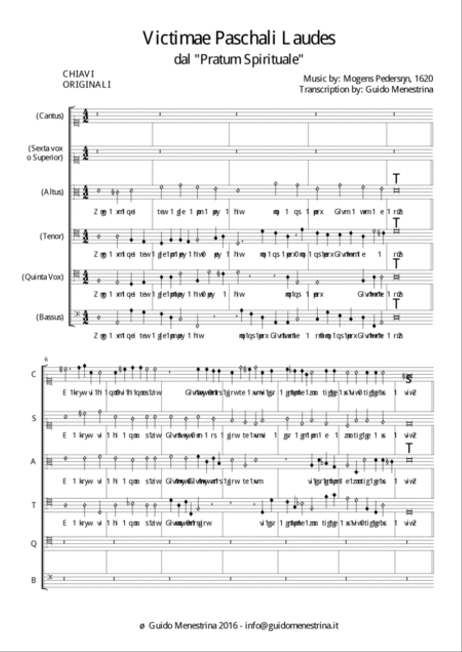 Mogens Pedersøn - Victimae Paschali Laudes à 6 4-Part scores gallery preview page 2