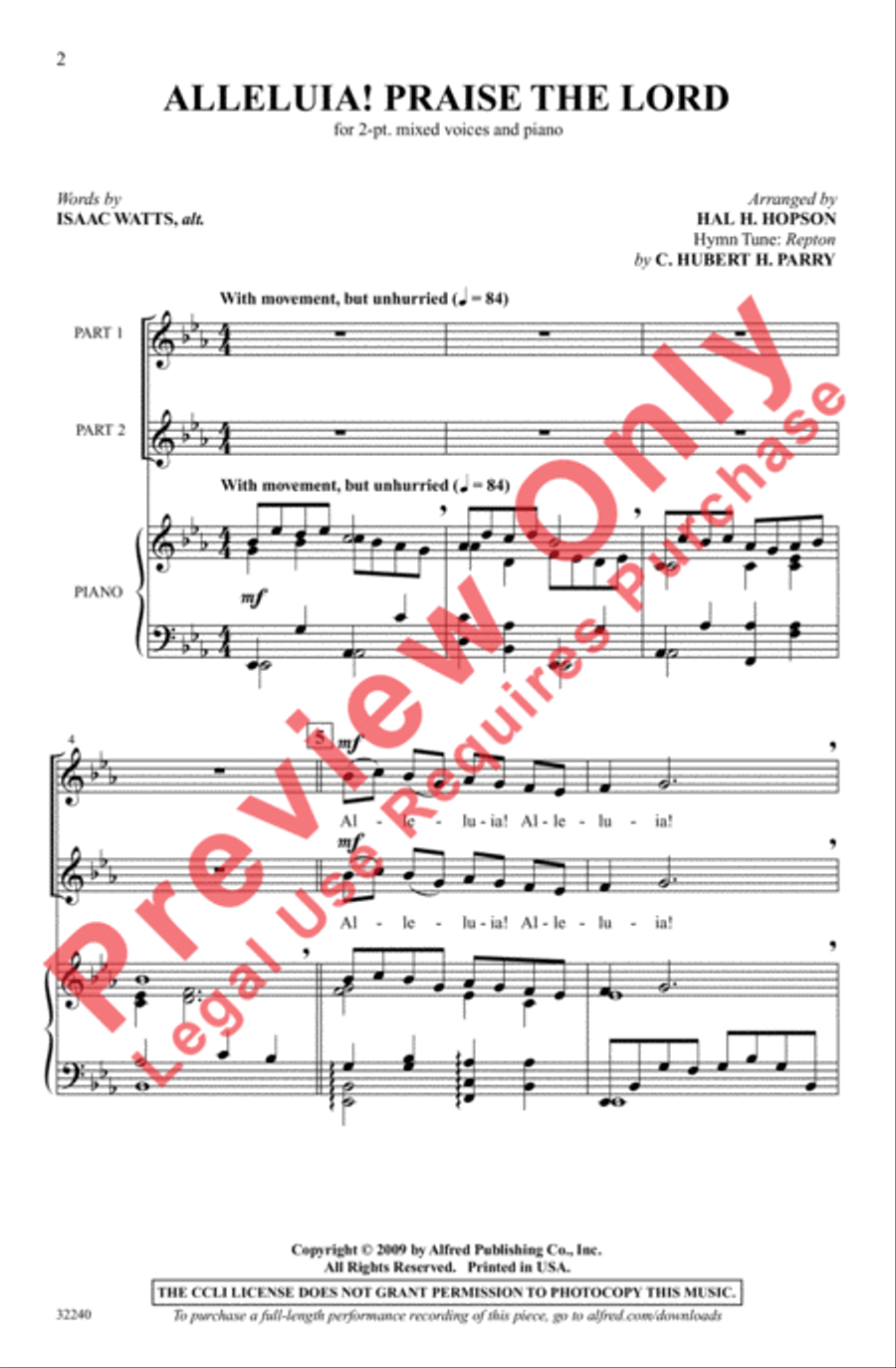 Alleluia! Praise the Lord 2-Part scores gallery preview page 2