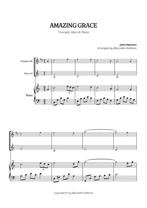 Amazing Grace • super easy trumpet and french horn sheet music with intermediate piano accompaniment