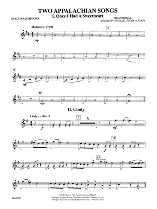 Two Appalachian Songs (I. "Once I Had a Sweetheart," II. "Cindy"): E-flat Alto Saxophone