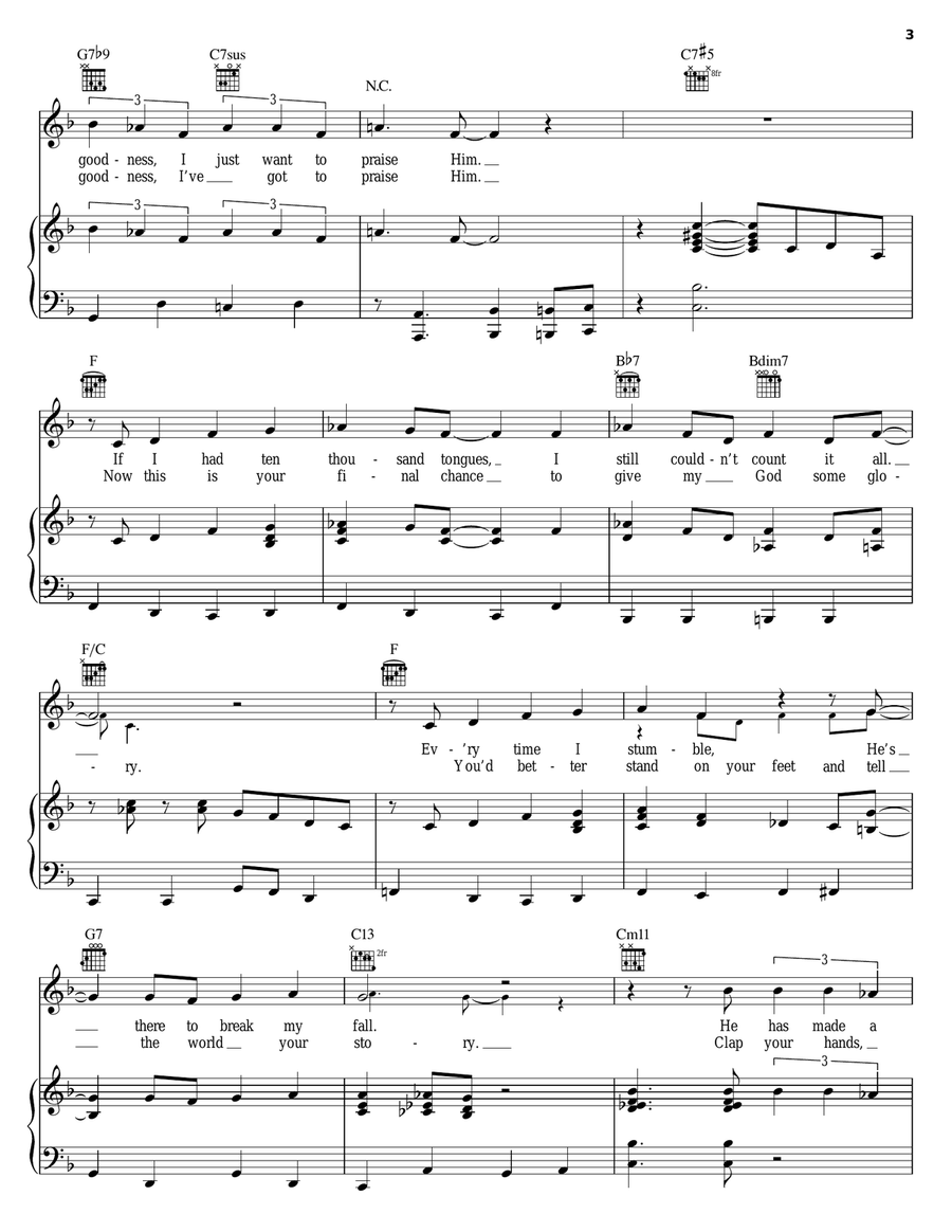Praise Him Praise Him Piano, Vocal, Guitar scores gallery preview page 3
