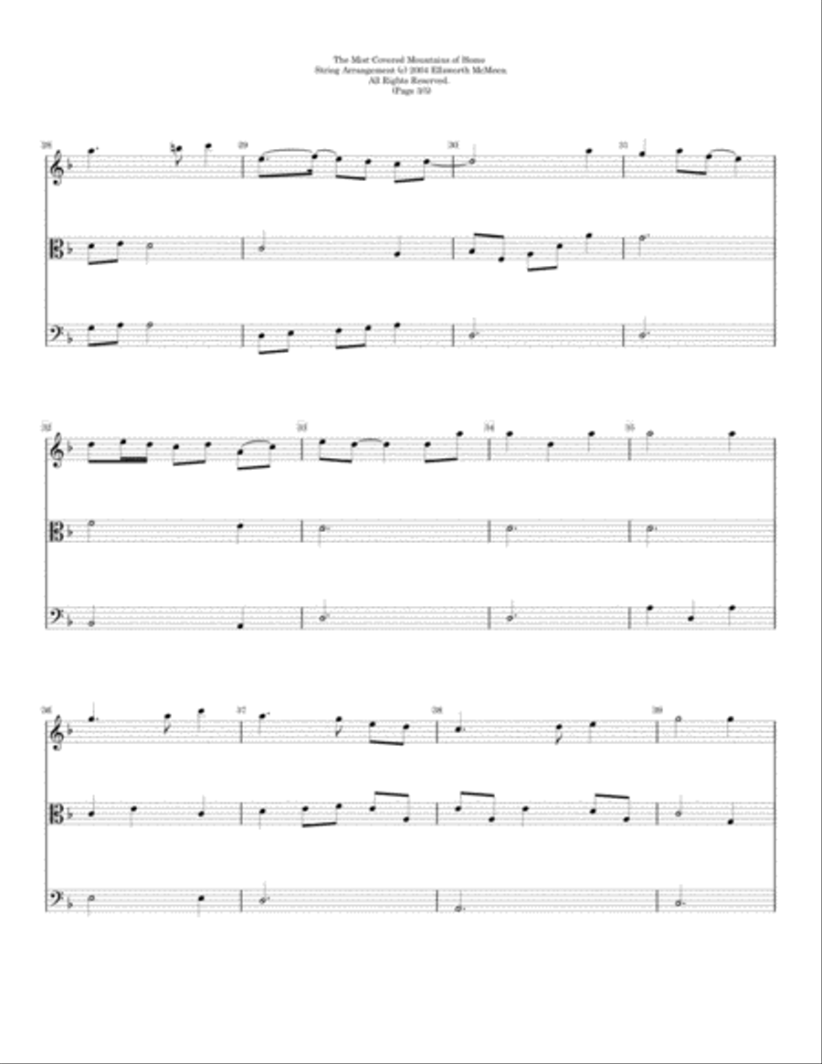 Mist-Covered Mountains of Home For Classical String Trio (Violin, Viola, and Cello) String Quartet scores gallery preview page 4