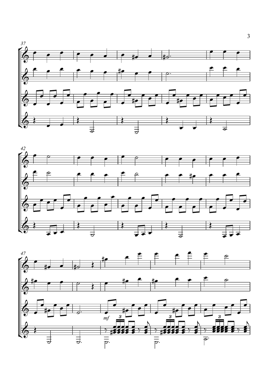 Malaguena Score & Parts ( Guitar Quartet ) Guitar Ensemble scores gallery preview page 3