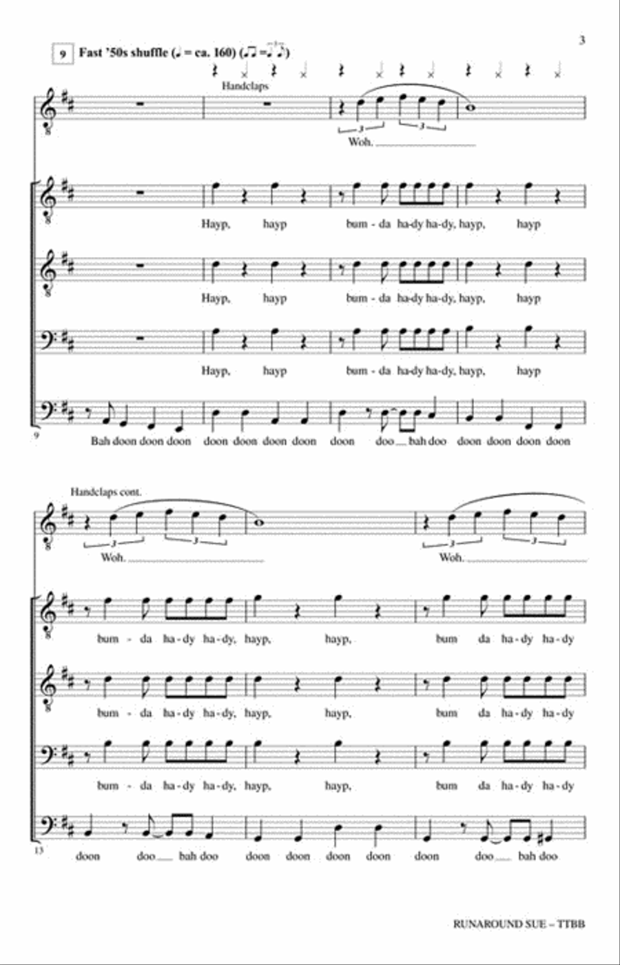 Runaround Sue Runaround Sue TTBB scores gallery preview page 3