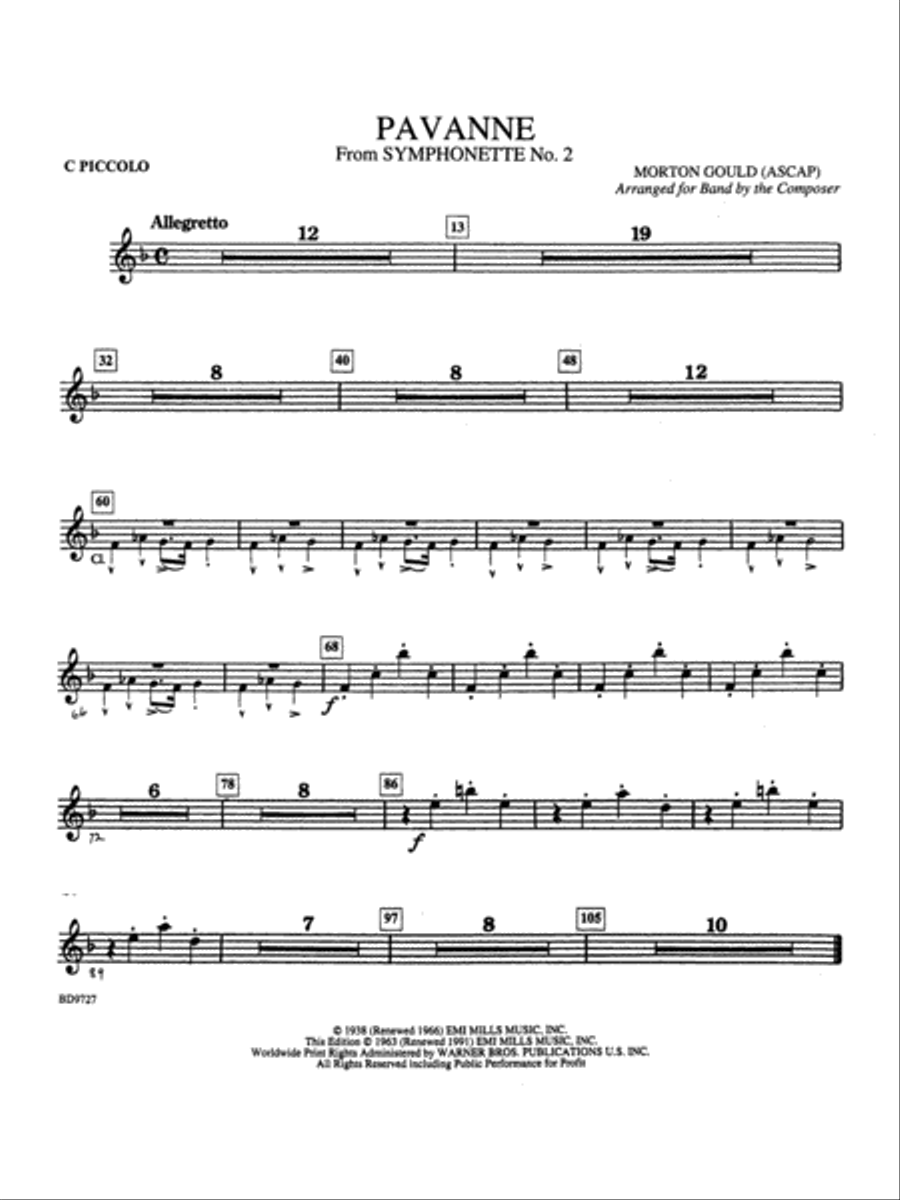 Pavanne (from Symphonette No. 2): Piccolo Concert Band scores gallery preview page 1