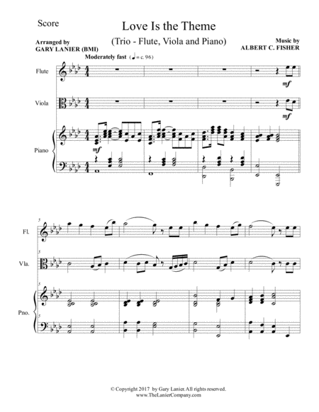LOVE IS THE THEME (Trio – Flute, Viola & Piano with Score/Part) image number null