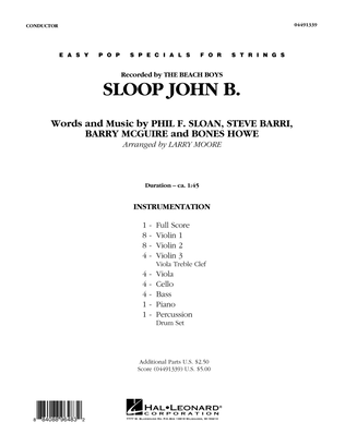 Book cover for Sloop John B - Conductor Score (Full Score)
