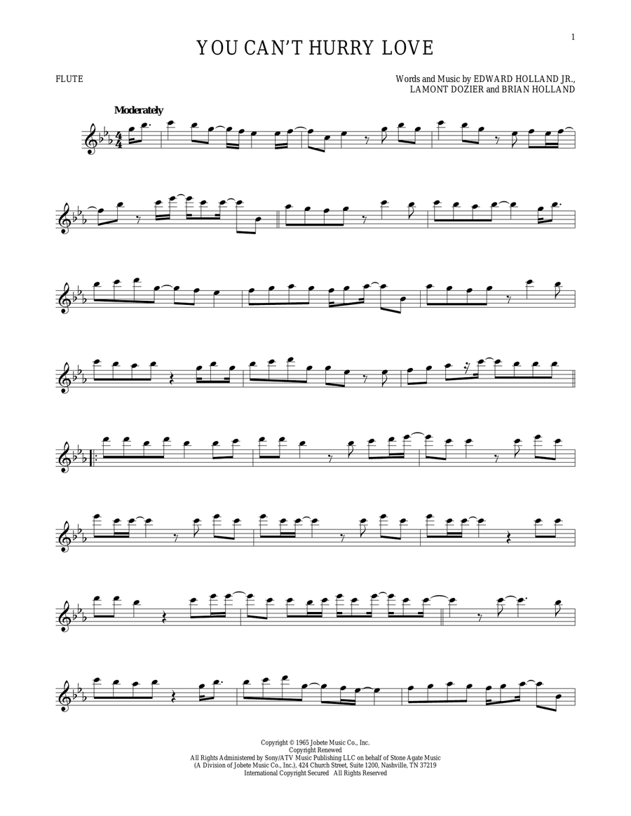 You Can't Hurry Love Flute Solo scores gallery preview page 1