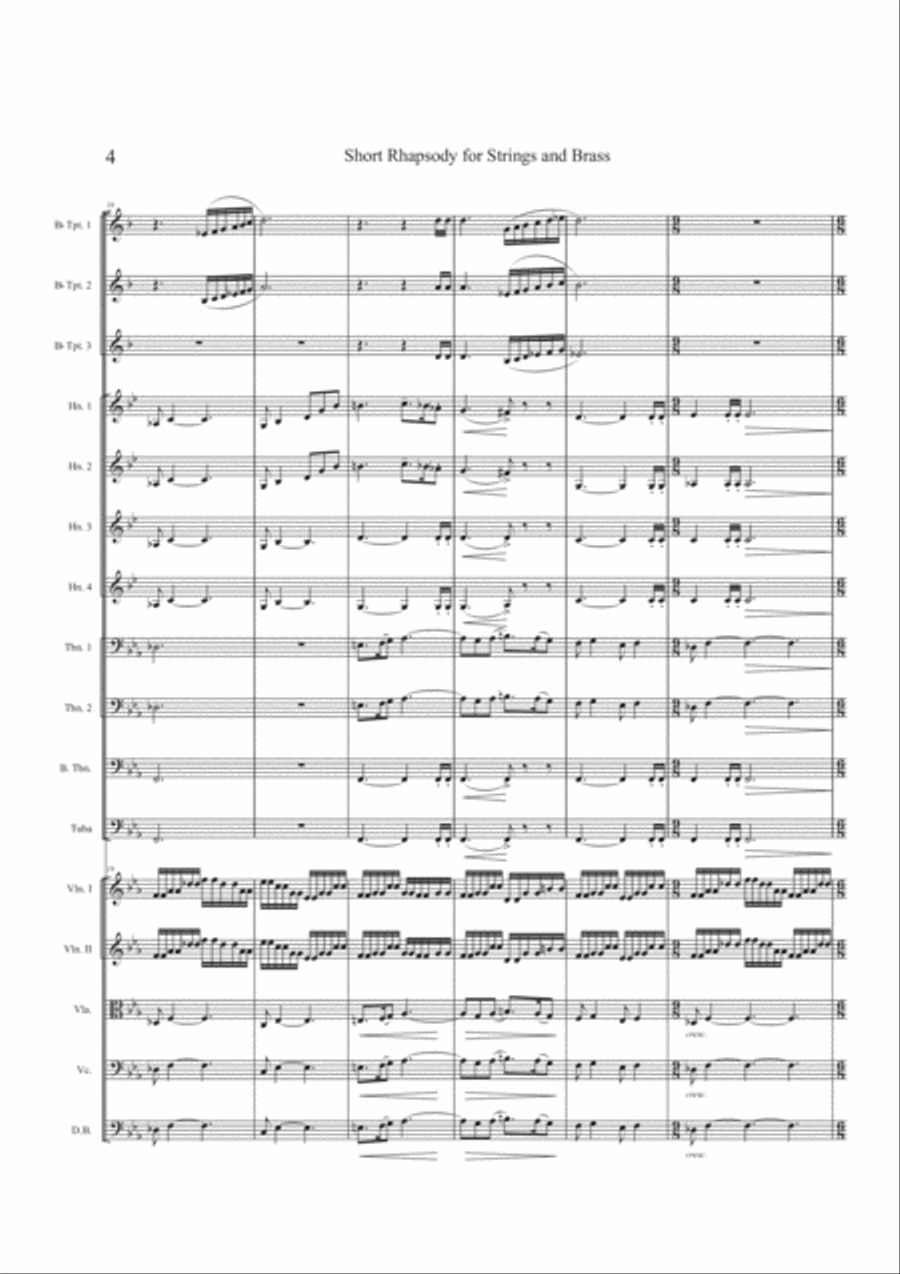 Short Rhapsody for Strings and Brass Chamber Orchestra scores gallery preview page 4