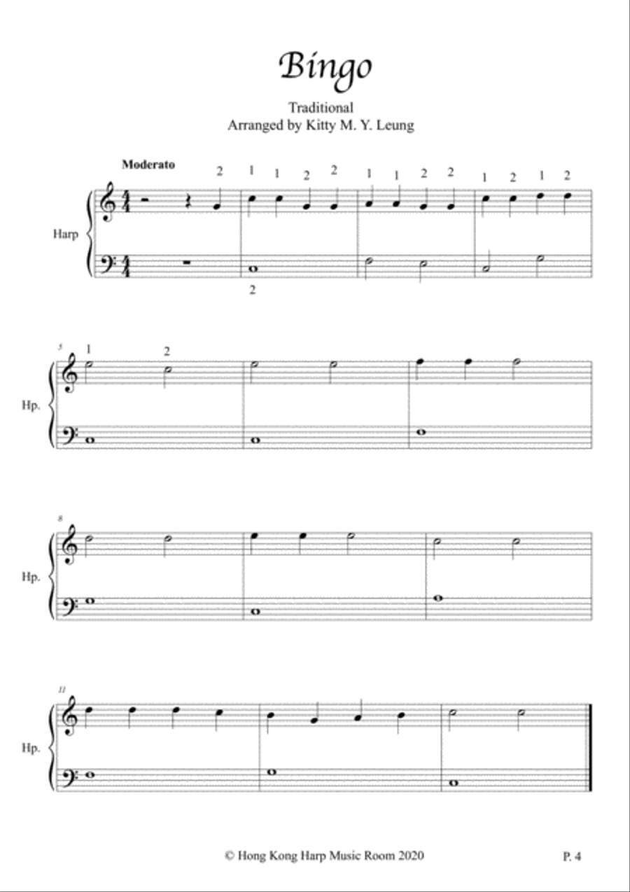 Children Songs (Volume 2) - Easy Harp Solo (range from low C) Harp scores gallery preview page 4
