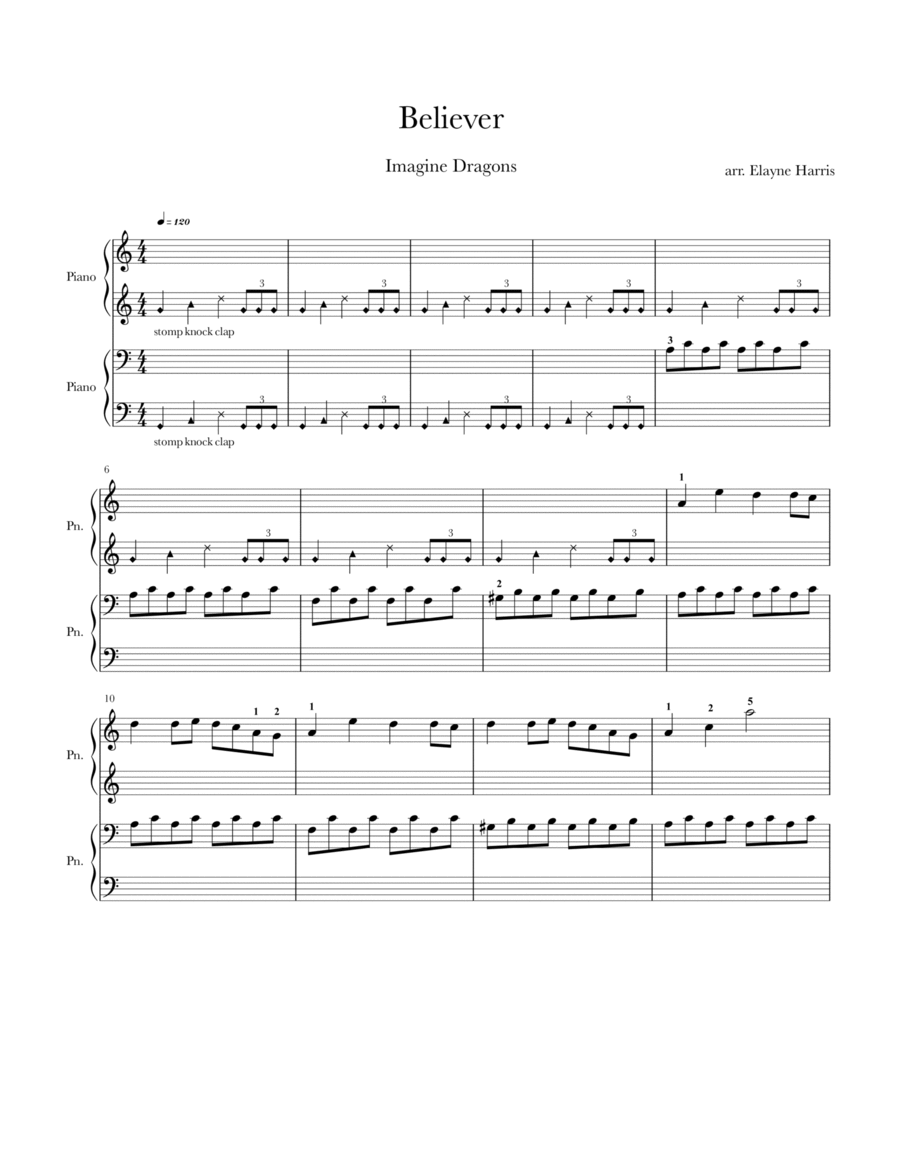 Believer Piano scores gallery preview page 1