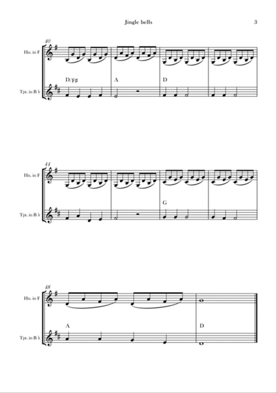 Jingle bells Jingle bells Brass Duet scores gallery preview page 3