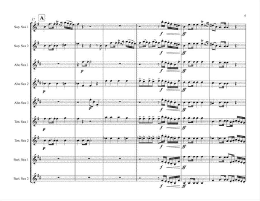 Serenade for Wind Instruments, Op. 44 for Saxophone Ensemble Woodwind Quartet scores gallery preview page 5
