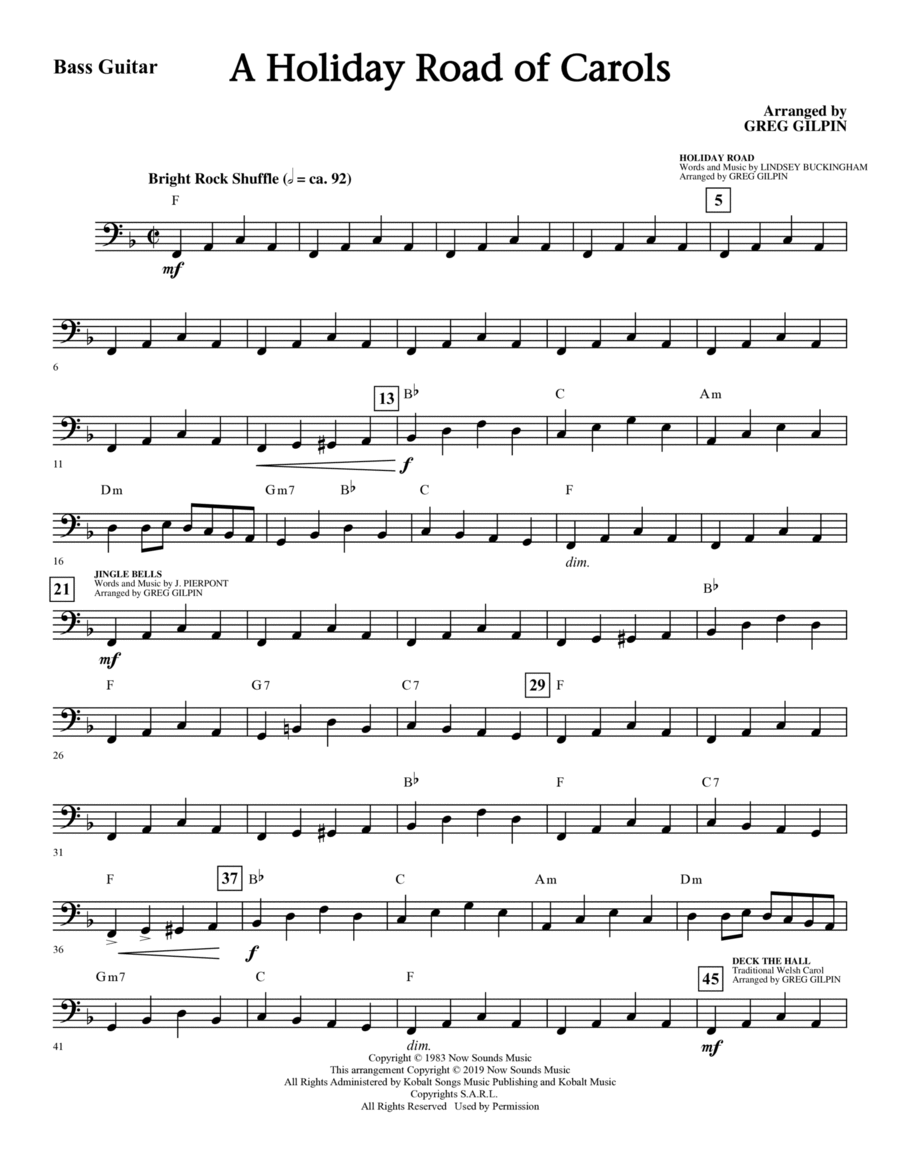 A Holiday Road Of Carols (arr. Greg Gilpin) - Bass