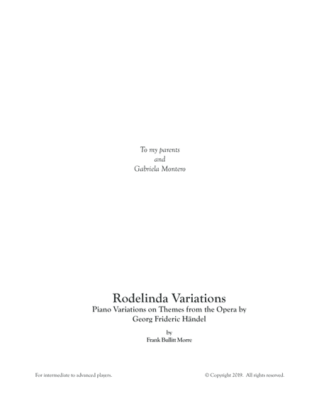 Rodelinda Variations: Piano variations on themes from the Opera by GF Handel image number null