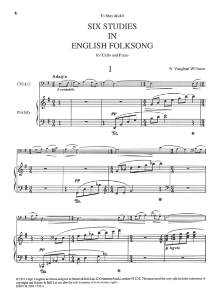Six Studies in English Folk Song. Piano Accompaniment