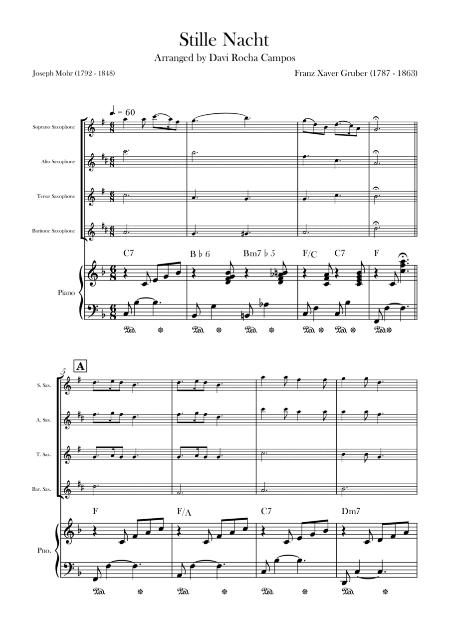 Stille Nacht Saxophone Quartet scores gallery preview page 1