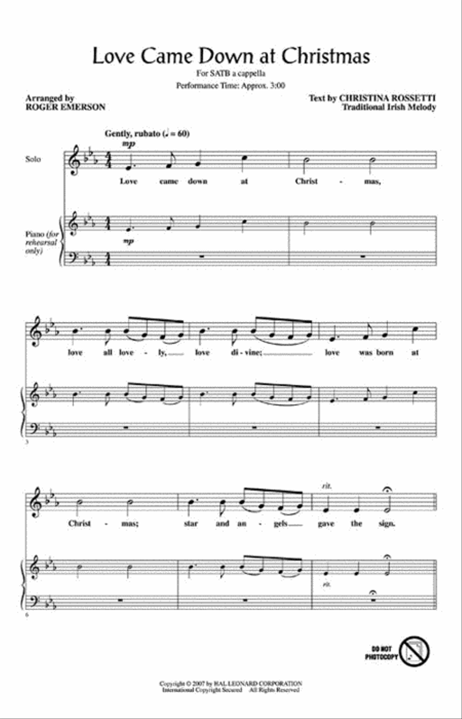 Love Came Down at Christmas 4-Part scores gallery preview page 2