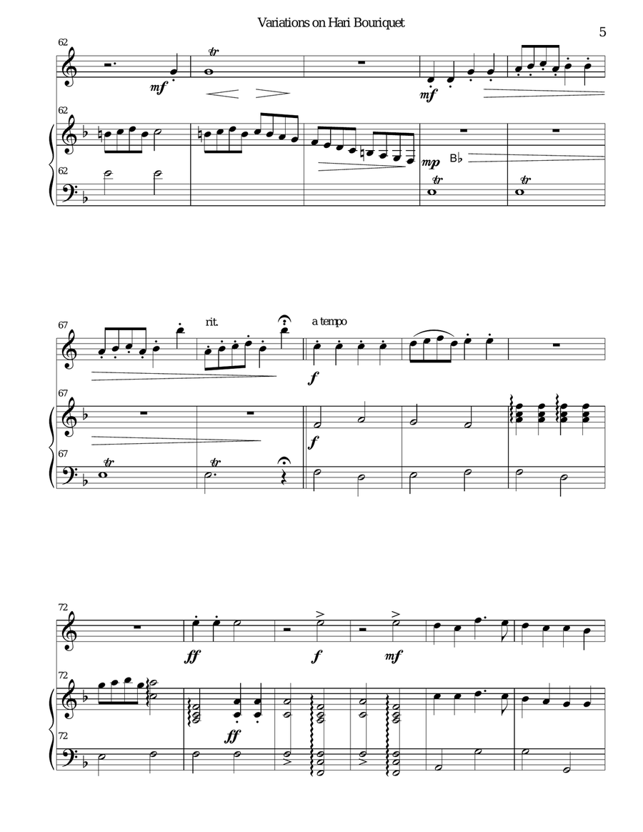 Variations on Hari Bouriquet for cor anglais and harp English Horn scores gallery preview page 5