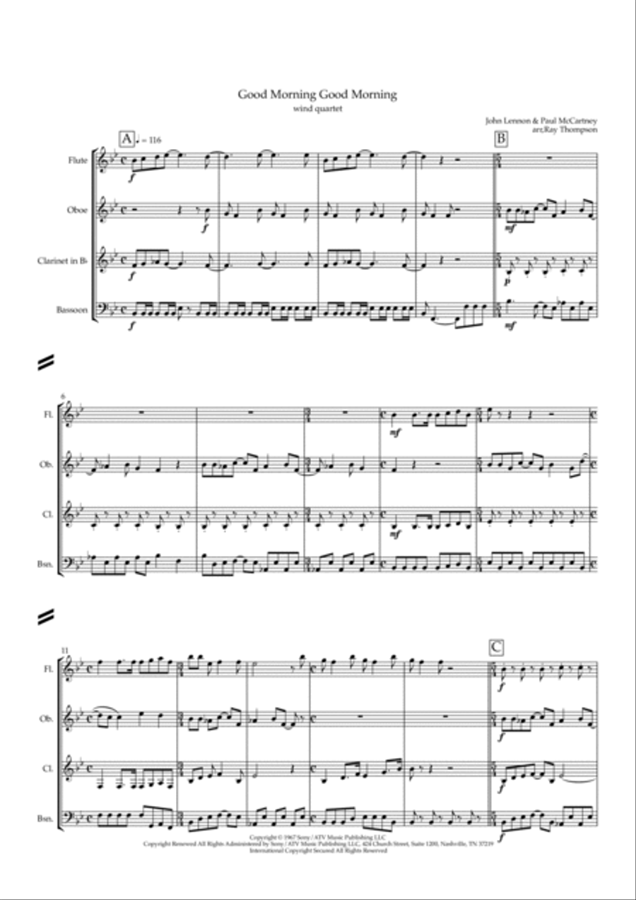 Good Morning Good Morning Woodwind Quartet scores gallery preview page 3