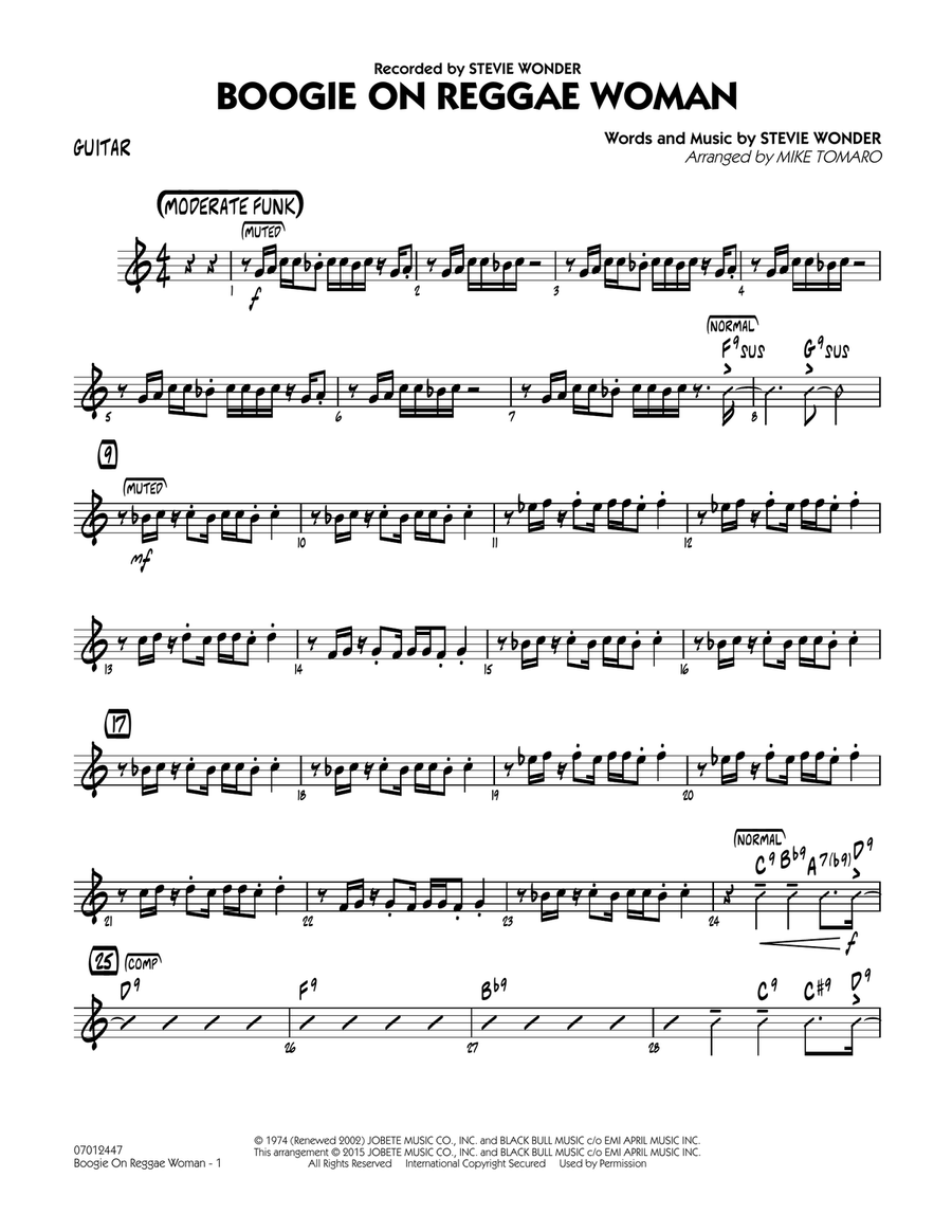 Boogie On Reggae Woman - Guitar Jazz Ensemble scores gallery preview page 1