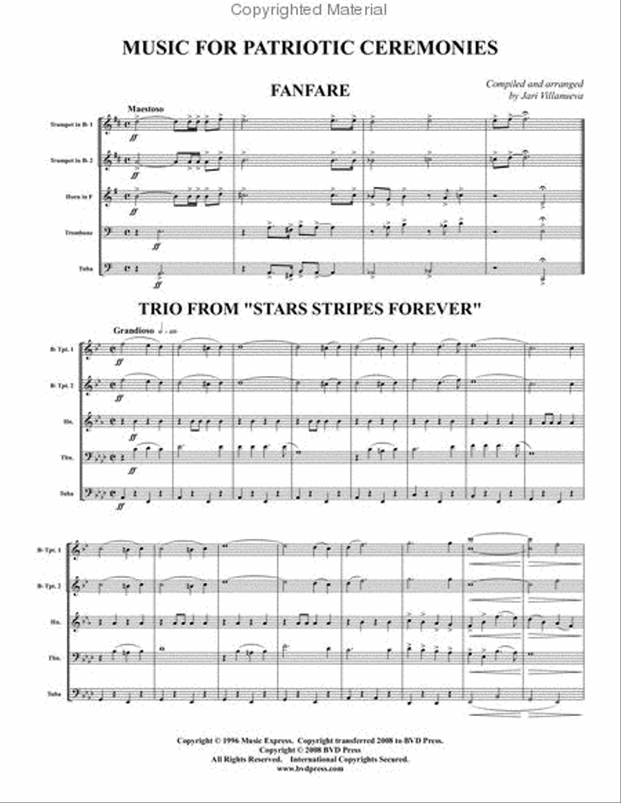 Music for Patriotic Ceremonies Brass Quintet scores gallery preview page 2
