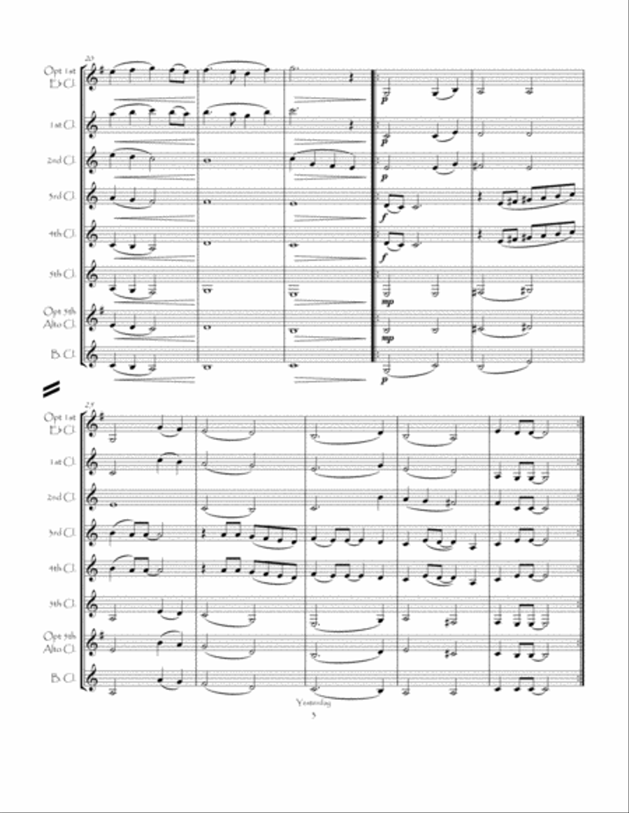 Yesterday Yesterday Clarinet Choir scores gallery preview page 6