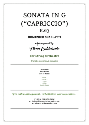 Sonata in G ("Capriccio") (K.63) by Scarlatti - arranged for string orchestra