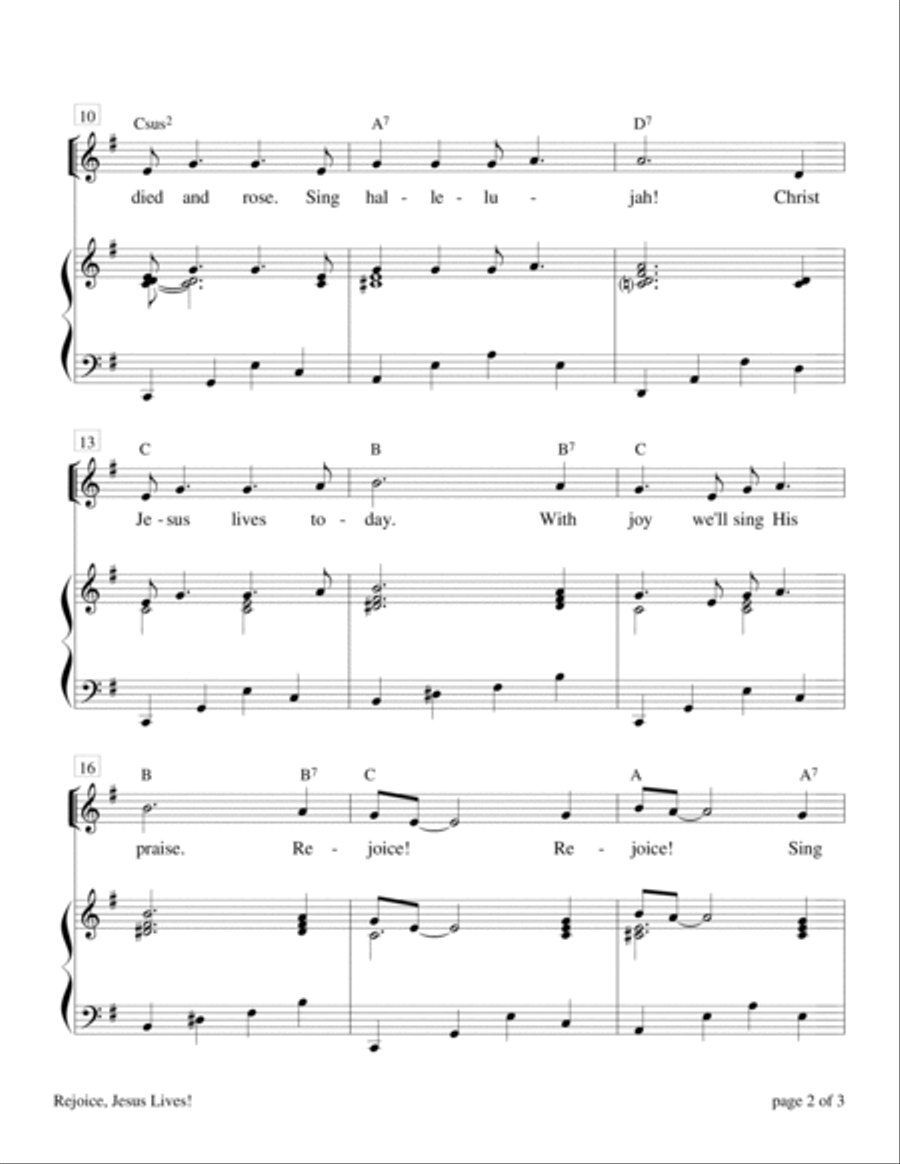 Rejoice, Jesus Lives! Piano, Vocal, Guitar scores gallery preview page 2