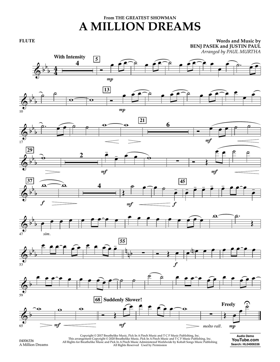 A Million Dreams (from The Greatest Showman) (arr. Paul Murtha) - Flute Concert Band scores gallery preview page 1
