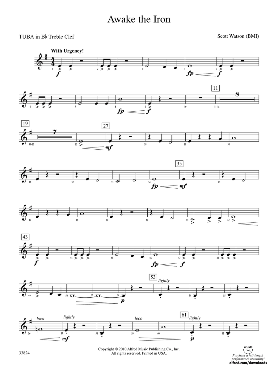 Awake the Iron: (World Part) B-flat Tuba T.C.