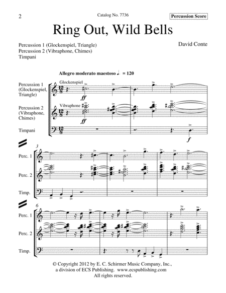 Ring Out, Wild Bells (Downloadable Percussion Score)