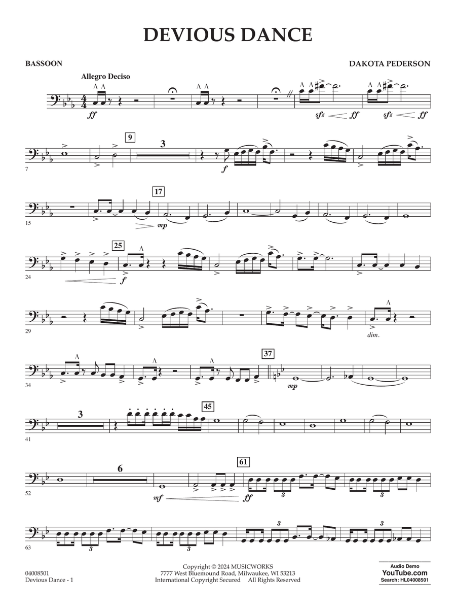 Devious Dance - Bassoon Concert Band scores gallery preview page 1
