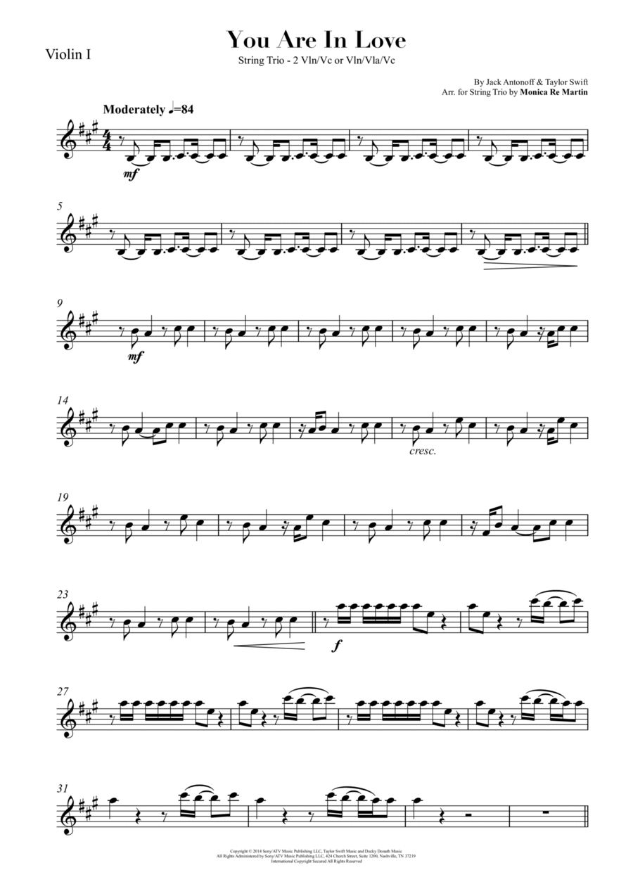 You Are In Love by Taylor Swift String Trio - Digital Sheet Music