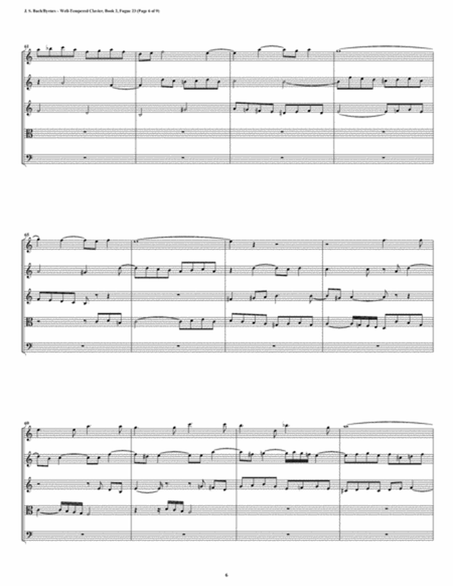 Fugue 23 from Well-Tempered Clavier, Book 2 (String Quintet) image number null