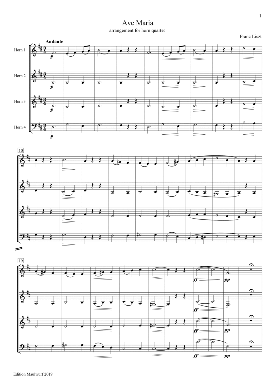 Ave Maria Brass Quartet scores gallery preview page 1
