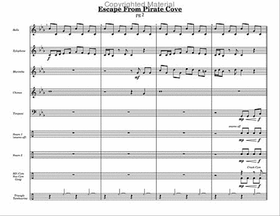 Escape From Pirate Cove Percussion Ensemble scores gallery preview page 3